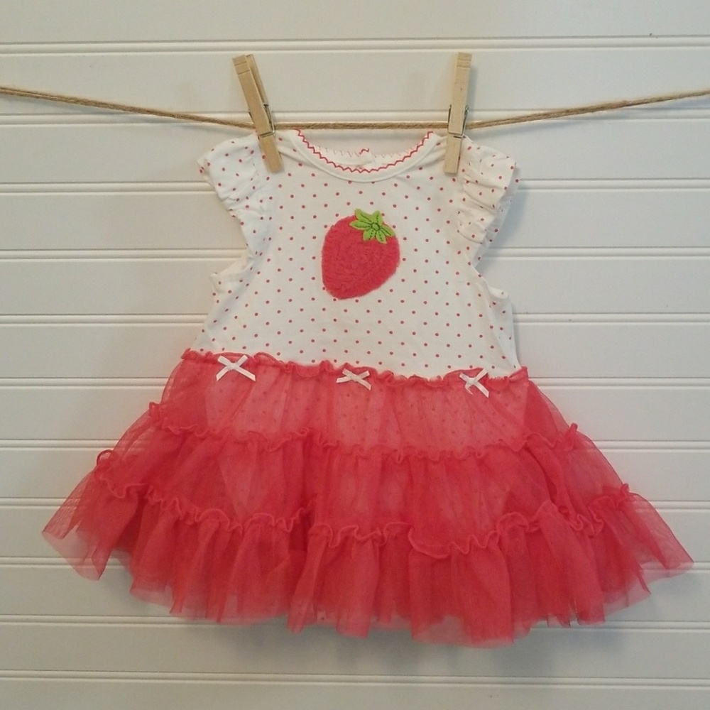 Little Me Strawberry🍓 Dress with Headband- 6M